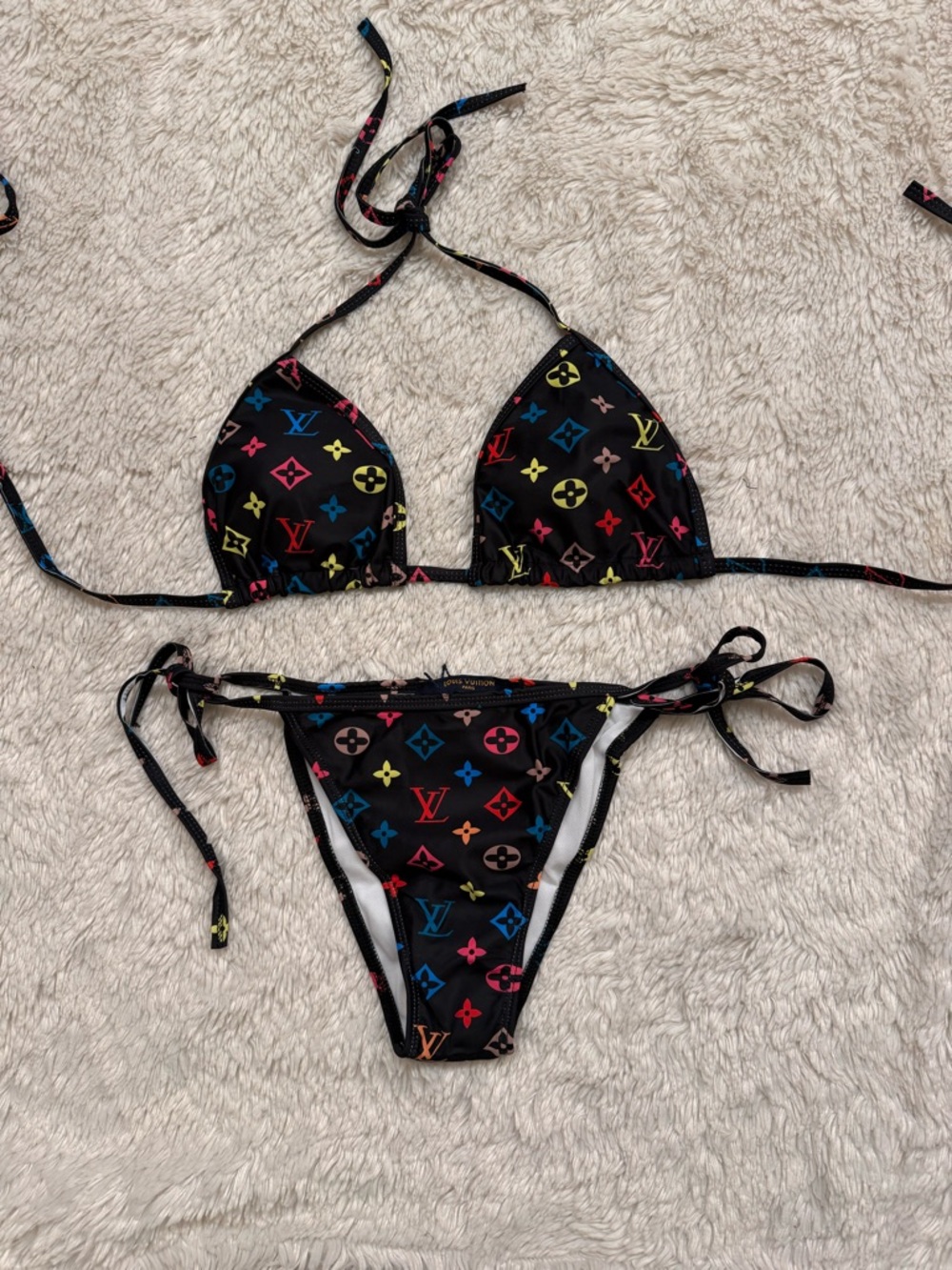 Louis Vuitton Black Multicolor Bikini Set size medium - Picture 2 of 5
